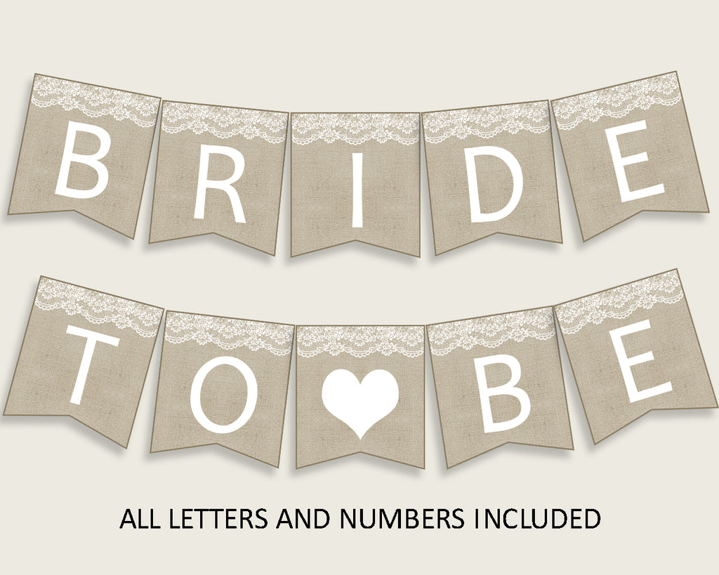 Banner Bridal Shower Banner Burlap And Lace Bridal Shower Banner Bridal Shower Burlap And Lace Banner Brown White instant download NR0BX