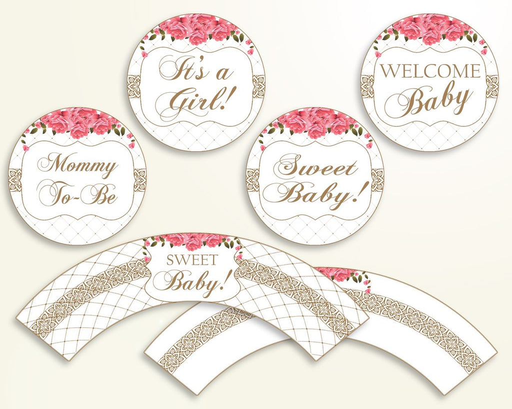 Cupcake Toppers And Wrappers Baby Shower Cupcake Toppers And Wrappers Roses Baby Shower Cupcake Toppers And Wrappers Baby Shower Roses U3FPX - Digital Product