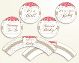 Cupcake Toppers And Wrappers Baby Shower Cupcake Toppers And Wrappers Roses Baby Shower Cupcake Toppers And Wrappers Baby Shower Roses U3FPX - Digital Product
