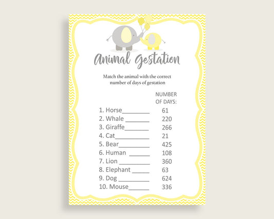 Animal Gestation Baby Shower Animal Gestation Yellow Baby Shower Animal Gestation Baby Shower Elephant Animal Gestation Yellow Gray W6ZPZ