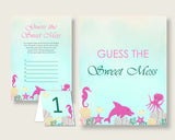 Under The Sea Guessing Game Baby Shower Girl, Pink Green Guess The Sweet Mess Game Printable, Dirty Diaper Game, Instant Download, uts01