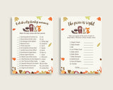 Woodland Baby Shower Games Printable Pack, Brown Beige Baby Shower Games Package Gender Neutral, Fall Games Bundle Set, Instant w0001