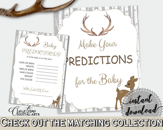 Baby Predictions Baby Shower Baby Predictions Deer Baby Shower Baby Predictions Baby Shower Deer Baby Predictions Gray Brown prints Z20R3 - Digital Product