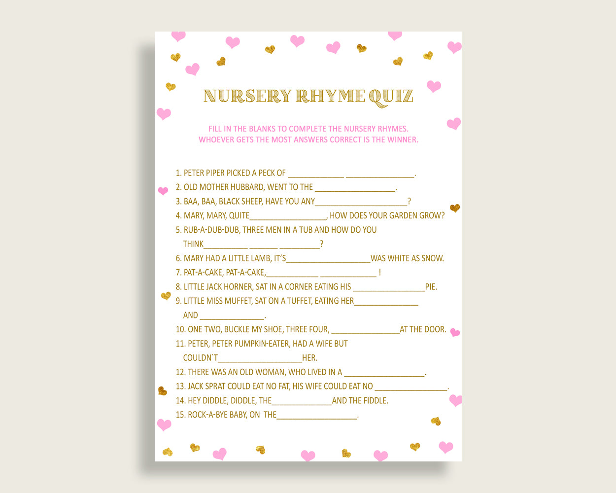 Nursery Rhyme Quiz Baby Shower Nursery Rhyme Quiz Hearts Baby Shower Nursery Rhyme Quiz Baby Shower Hearts Nursery Rhyme Quiz Pink bsh01